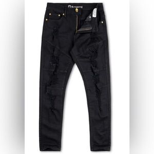 Men’s Deconstructed Black Ripped Skinny Jeans